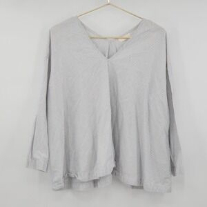 CP Shades Light Gray Pinstripe V-Neck Blouse